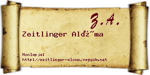 Zeitlinger Alóma névjegykártya
